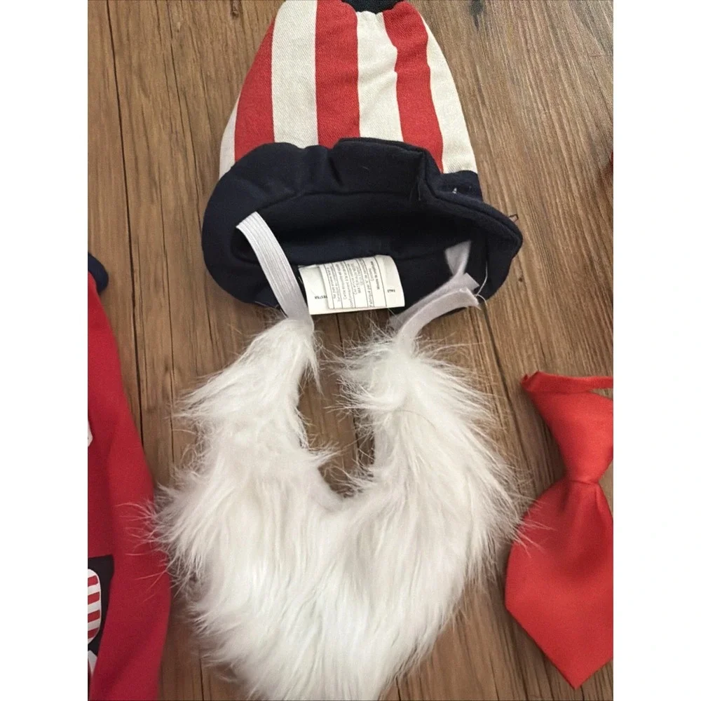 dog clothes lot 4th Of July Themed Red White Blue Shirts Hat Tie Size S/m